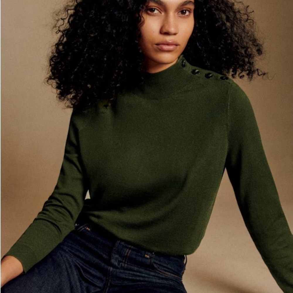 Sezane Jacob Perfect Green Turtleneck Sweater
